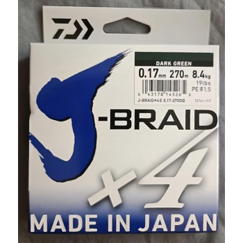 Шнур Daiwa J-Braid X4 0,17mm 270m Dark Green